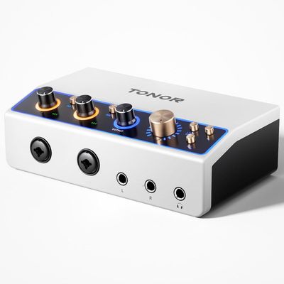 TONOR TX510 Biały: 2-kanałowy mikser audio XLR z RGB, podcasty.