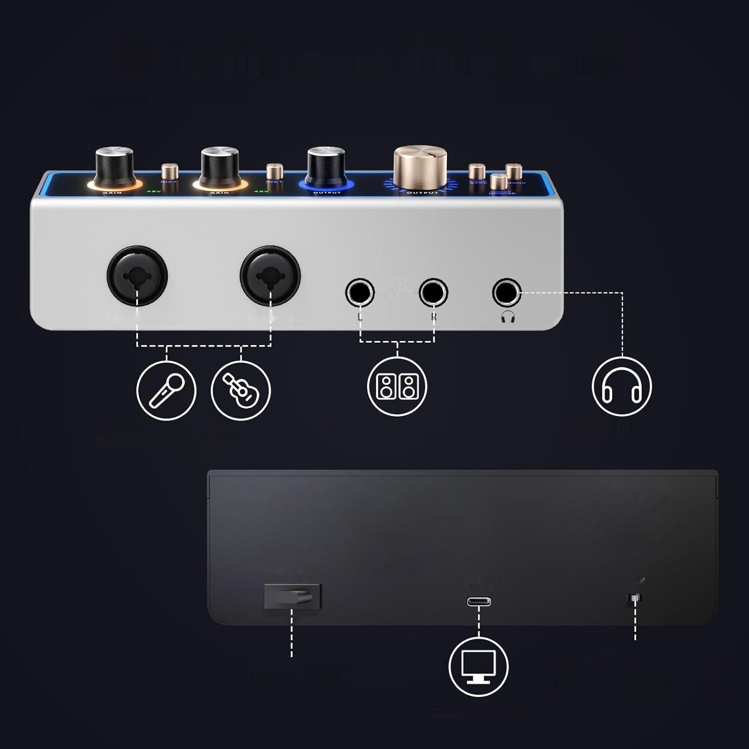 TONOR TX510 Biały: 2-kanałowy mikser audio XLR z RGB, podcasty.