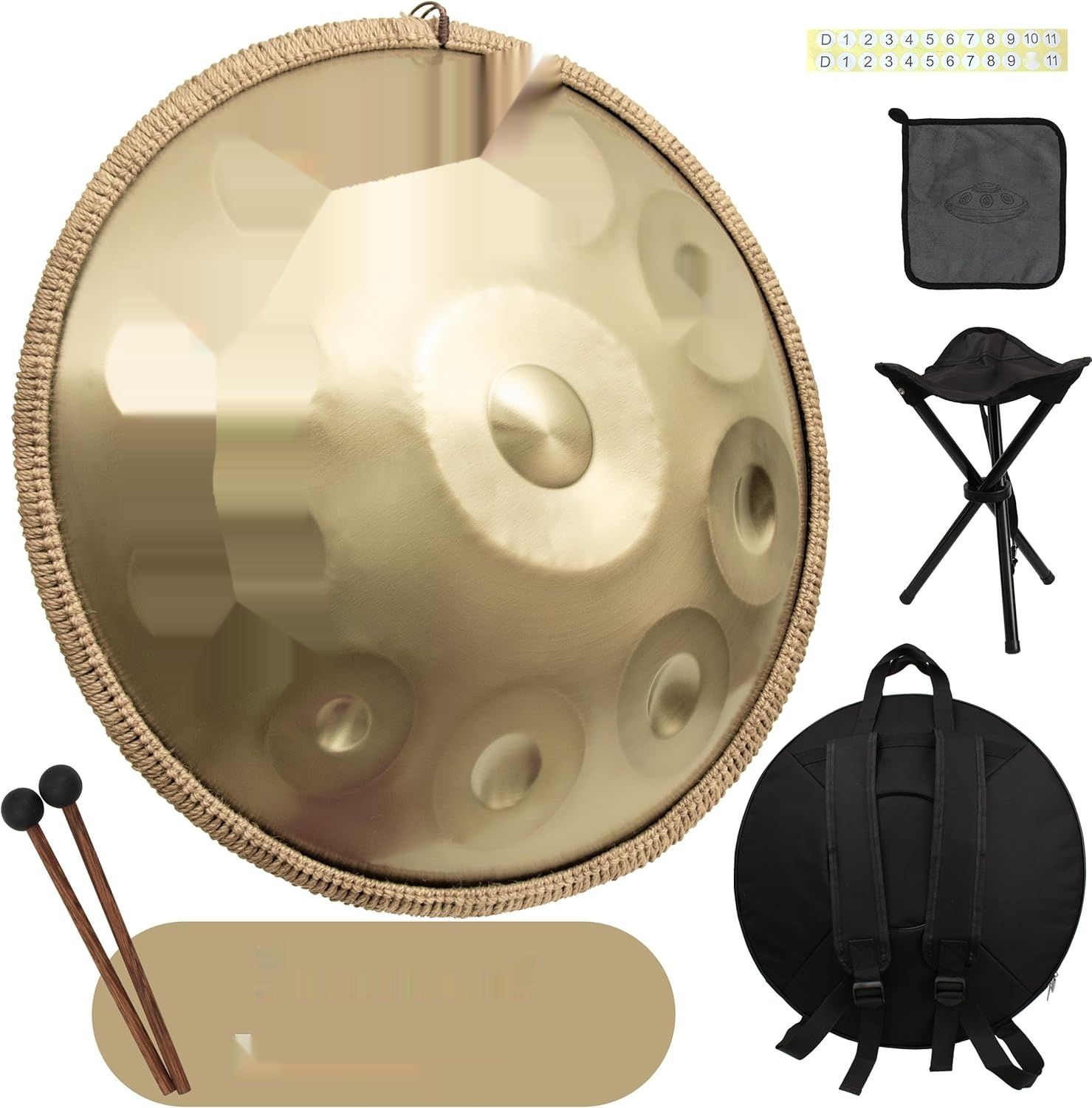 ANTETOK Harmonic Handpan Drum d-dur 22&quot; stal z pokrowcem (złoty)