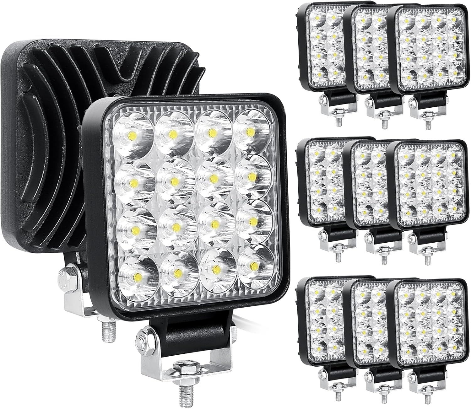 RIGIDON 10 szt. Prostokątne reflektory robocze, lampa 48W, 3,3 cala.