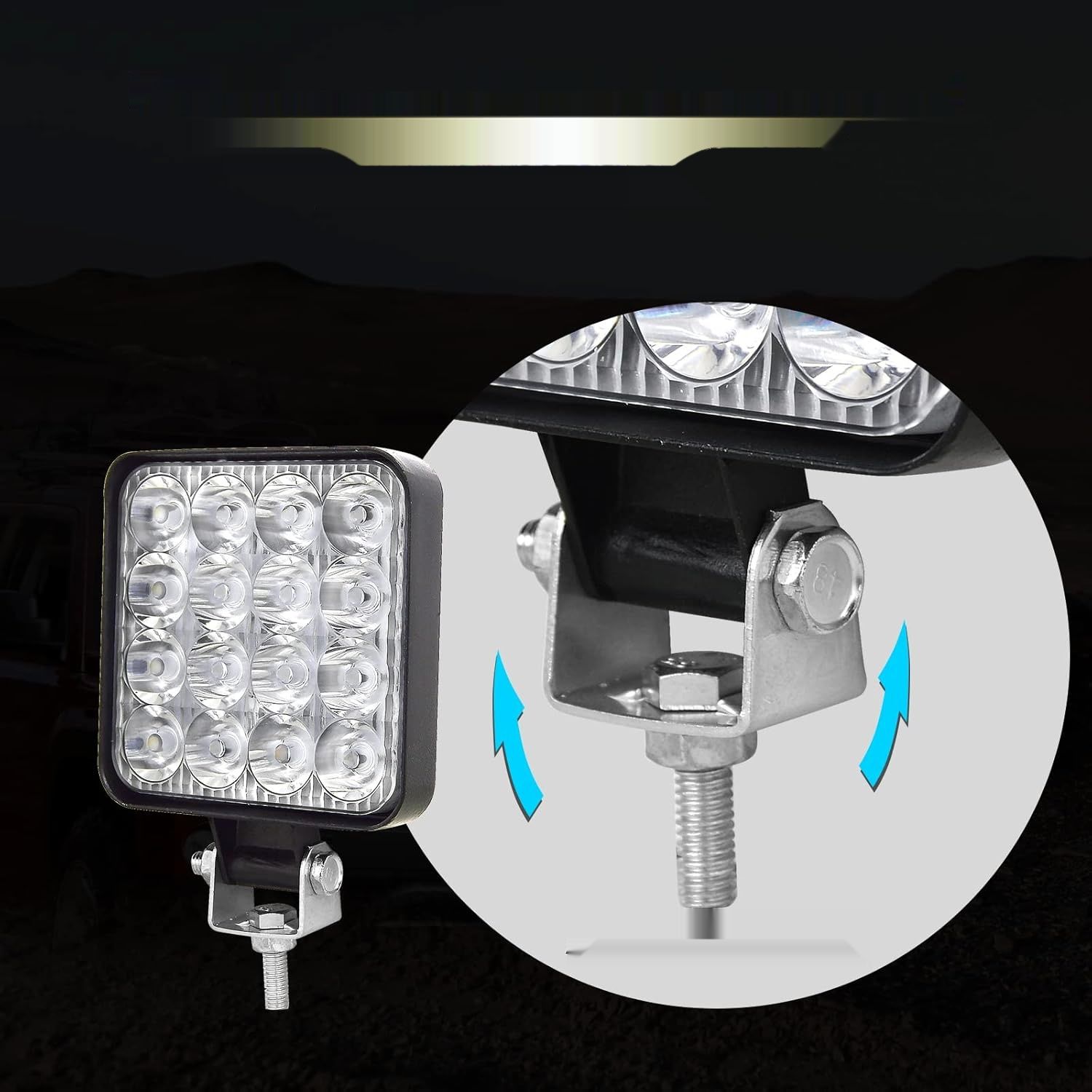 RIGIDON 10 szt. Prostokątne reflektory robocze, lampa 48W, 3,3 cala.