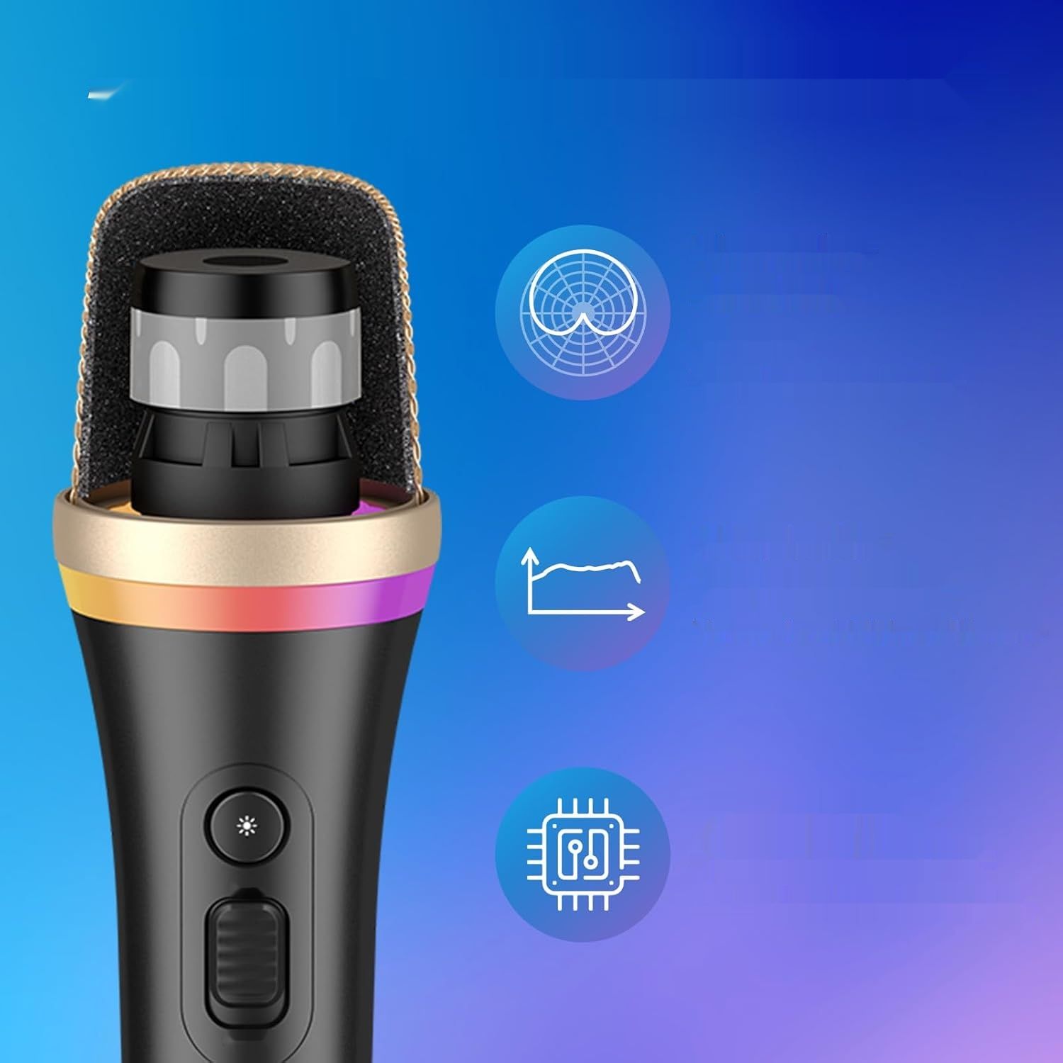 TONOR Dynamiczny Mikrofon Karaoke, RGB XLR, 5 m Kabel, Czarny Superkardioidalny