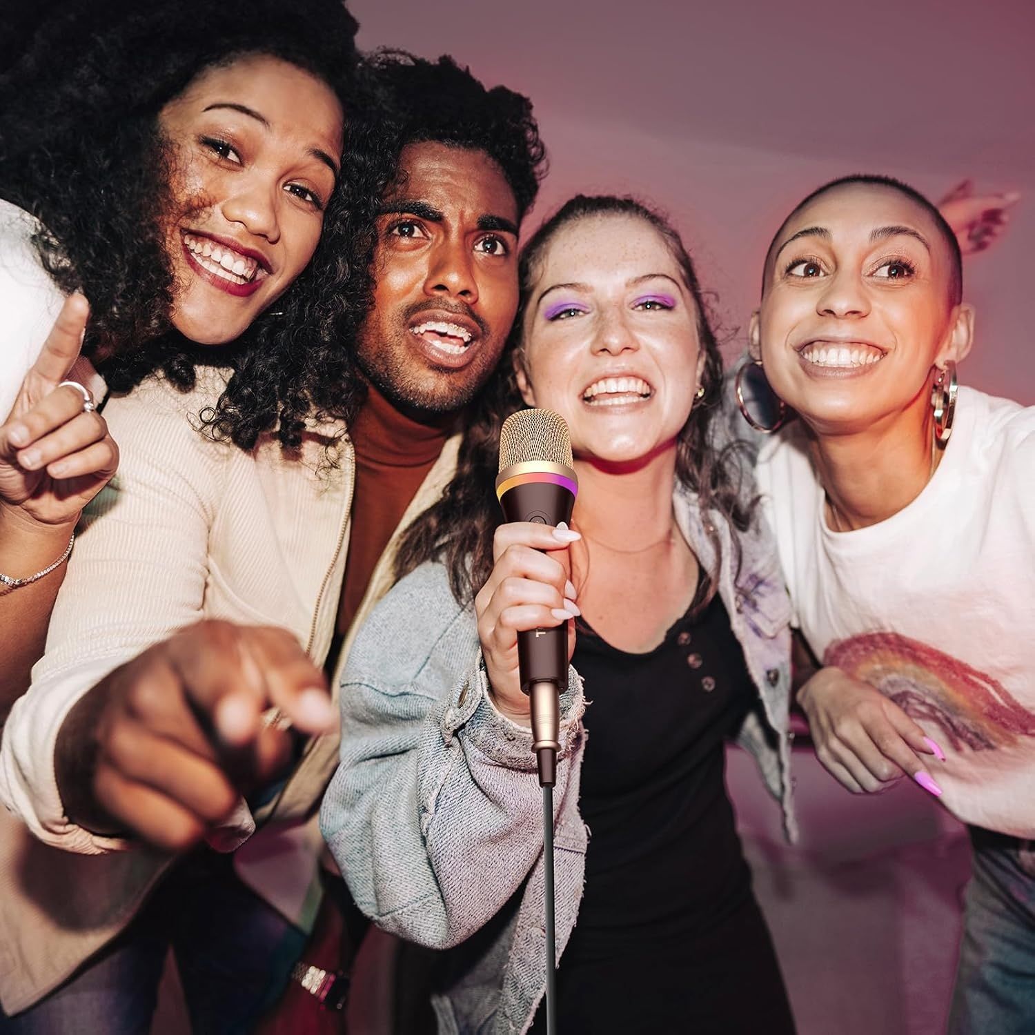 TONOR Dynamiczny Mikrofon Karaoke, RGB XLR, 5 m Kabel, Czarny Superkardioidalny
