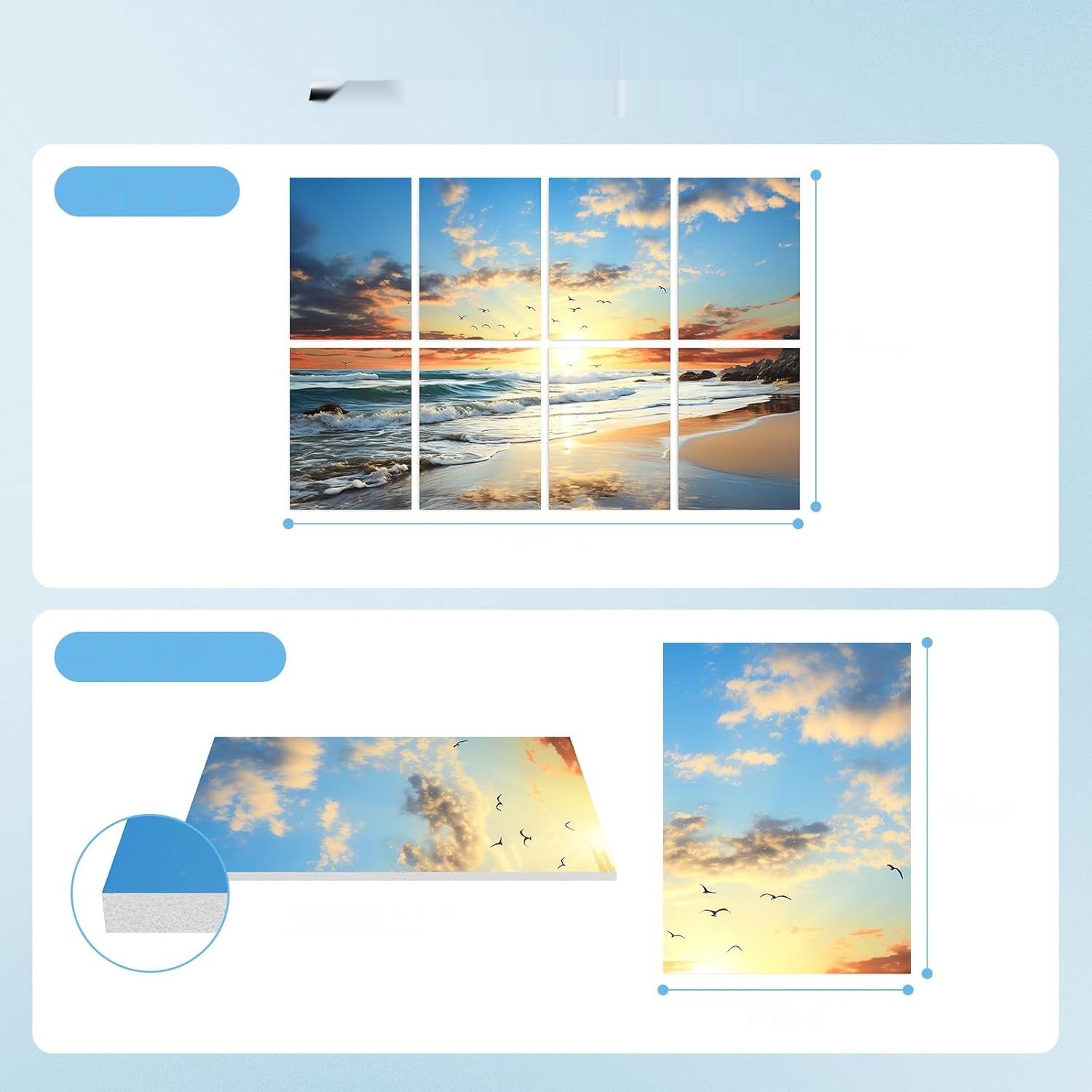 TONOR 8-sztukowy panel akustyczny 15*12*0,35 cala do studia, Plaża
