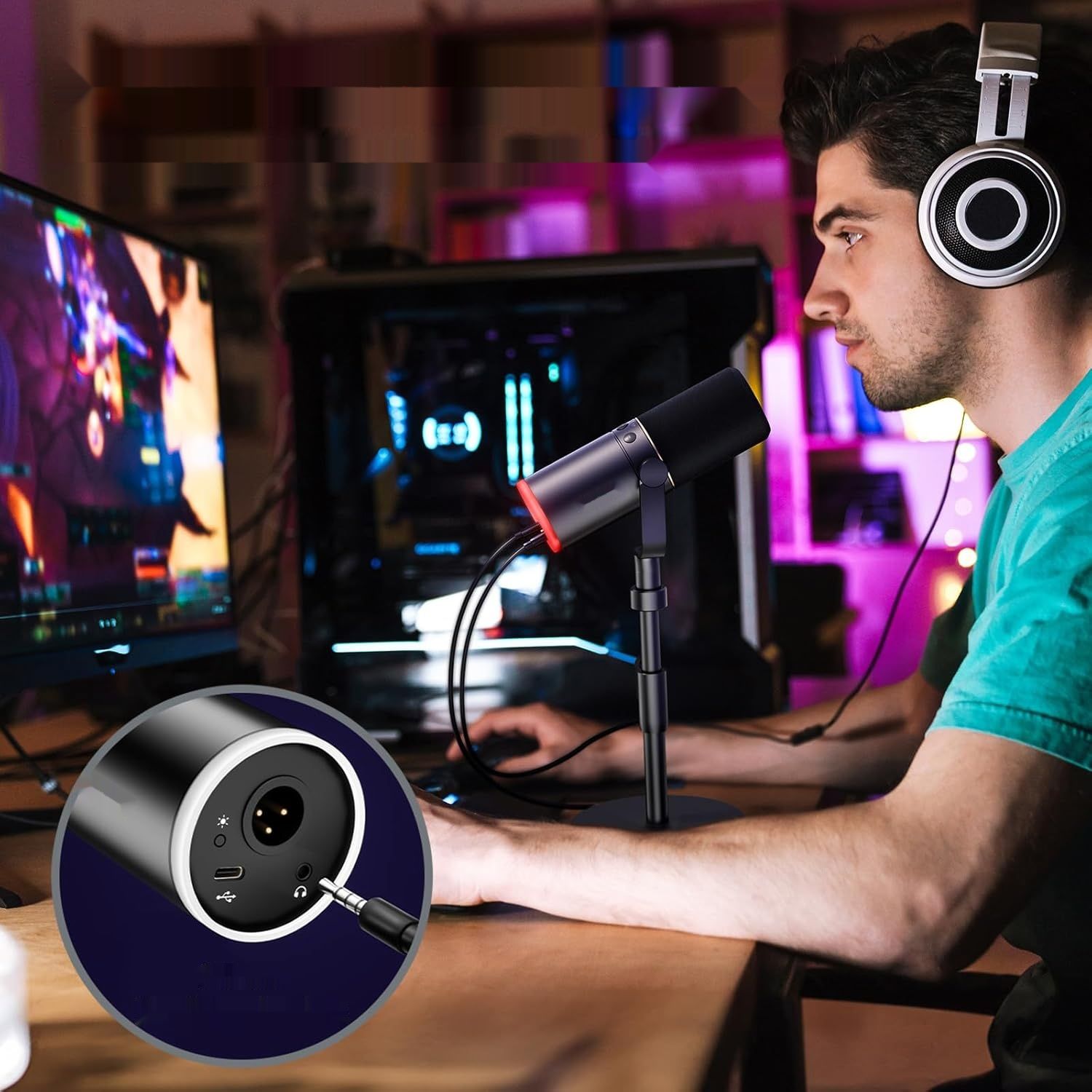 TONOR Mikrofon TD520S XLR/USB z podstawką, RGB dla PS4/5, Mac, Android