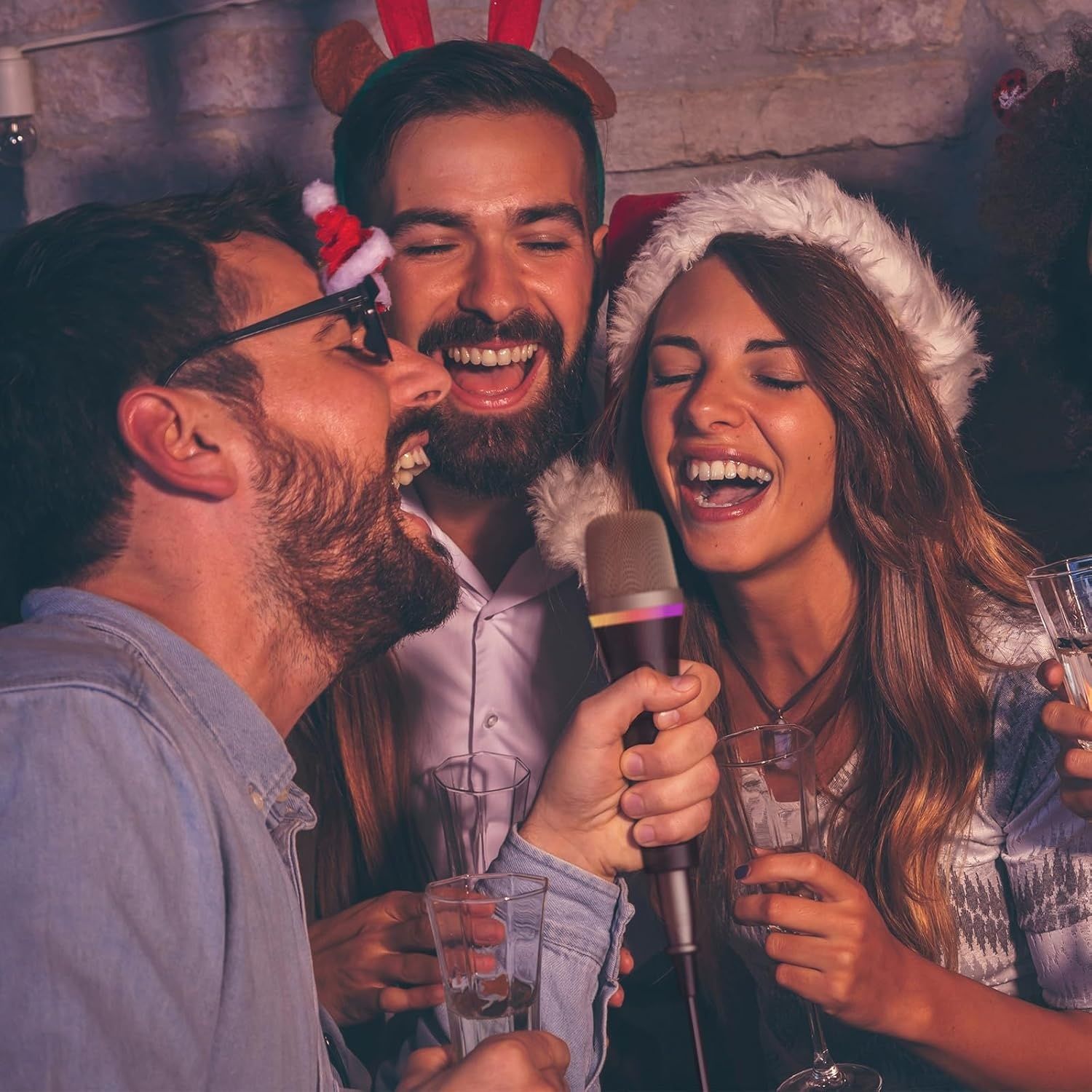 TONOR Dynamiczny Mikrofon Karaoke, RGB XLR, 5 m Kabel, Czarny Superkardioidalny
