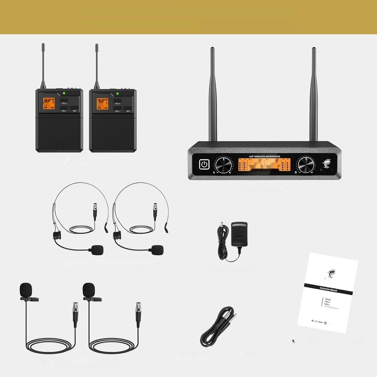 Mikrofony bezprzewodowe TONOR UHF UHF, zasięg 60M, idealne na imprezy.