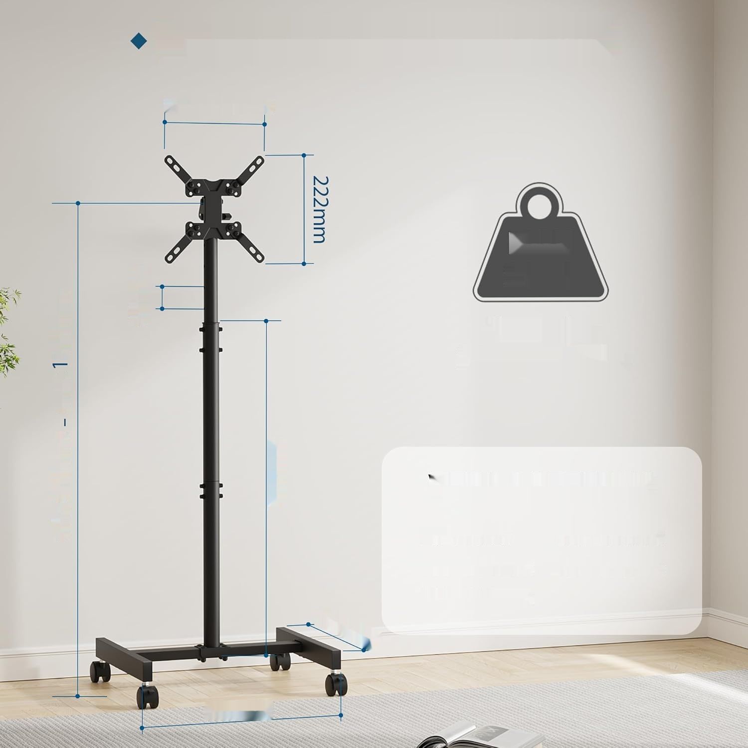 BONTEC Stojak na TV 13-49&quot;, mobilny, max 20 kg, VESA 200x200 mm, na kółkach.