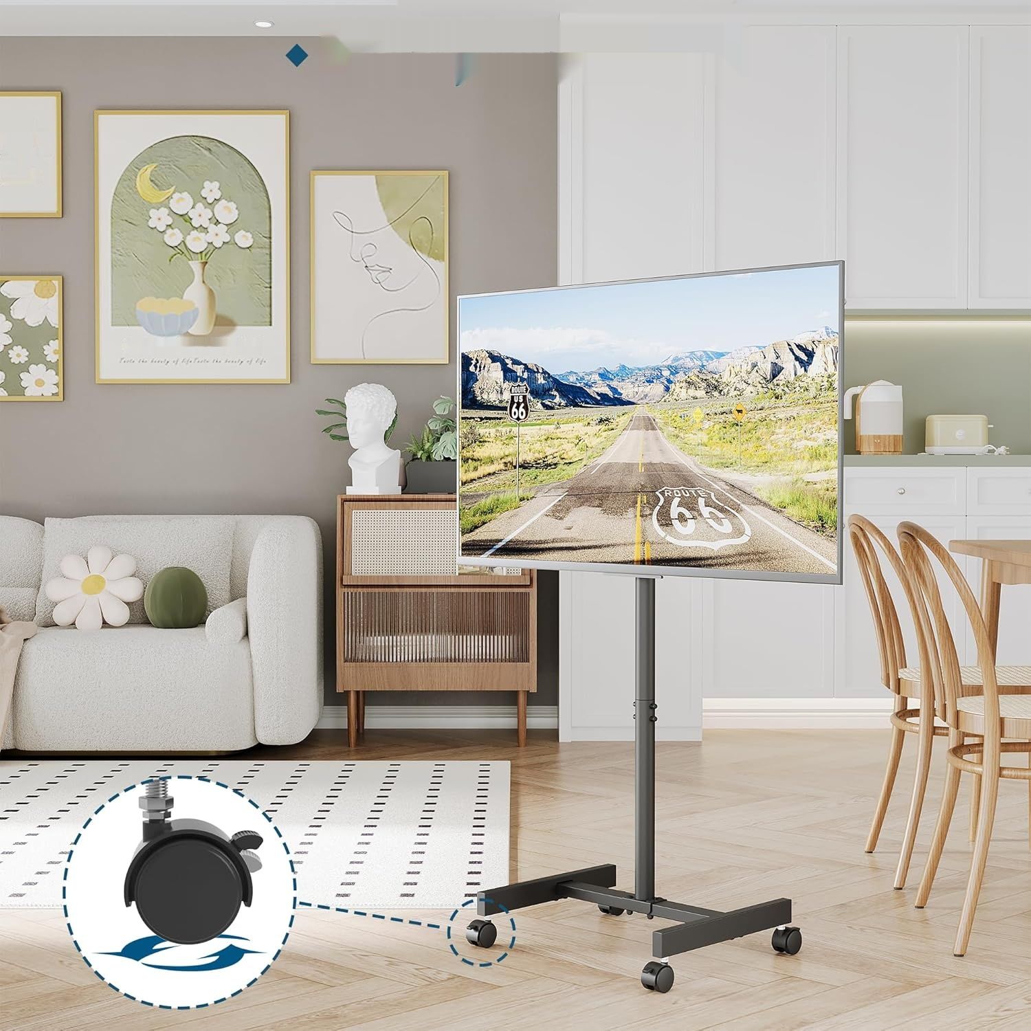 BONTEC Stojak na TV 13-49&quot;, mobilny, max 20 kg, VESA 200x200 mm, na kółkach.