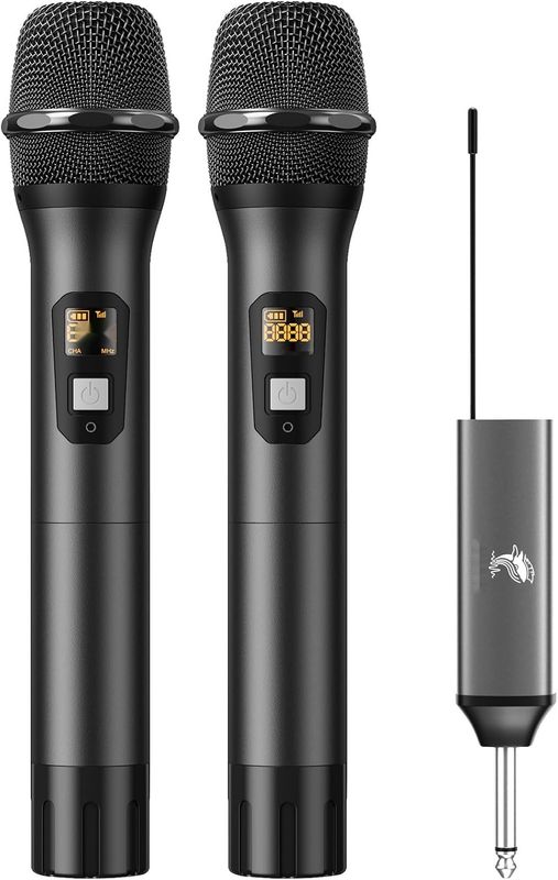TONOR Mikrofon UHF Podwójny System Dynamiczny z Odbiornikiem, 60m (TW630)