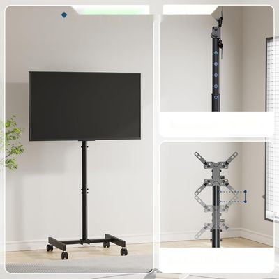 BONTEC Stojak na TV 13-49", mobilny, max 20 kg, VESA 200x200 mm, na kółkach.