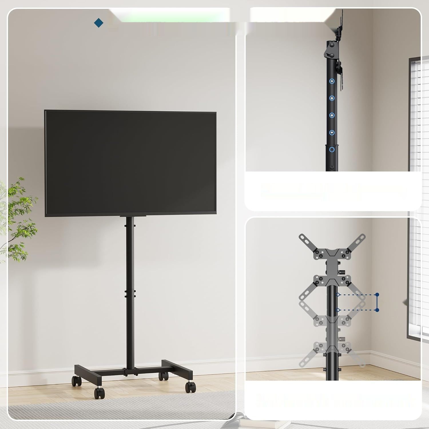 BONTEC Stojak na TV 13-49&quot;, mobilny, max 20 kg, VESA 200x200 mm, na kółkach.