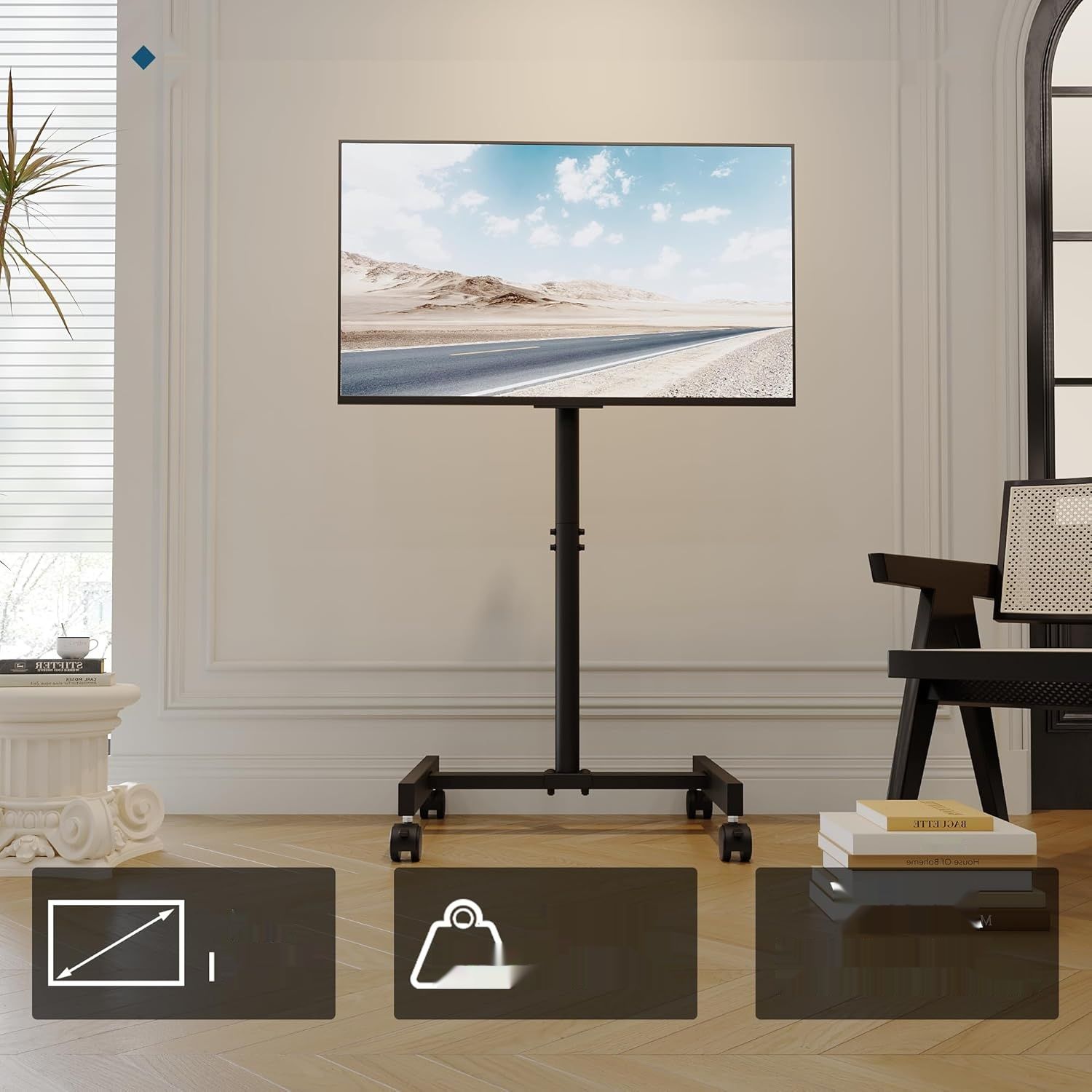 BONTEC Stojak na TV 13-49&quot;, mobilny, max 20 kg, VESA 200x200 mm, na kółkach.