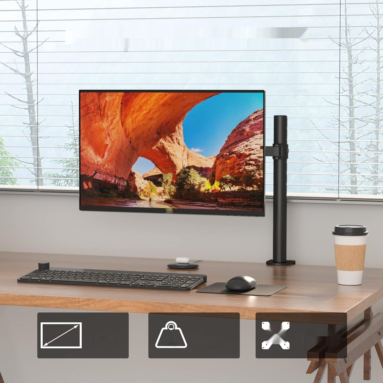1home Potrójny uchwyt na biurko do monitora LCD LED 13”-32”.