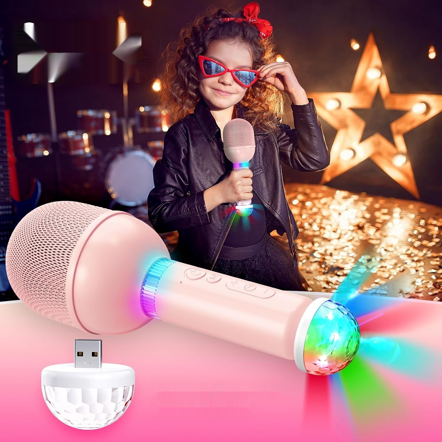 TONOR bezprzewodowy mikrofon karaoke dla dzieci, różowy
