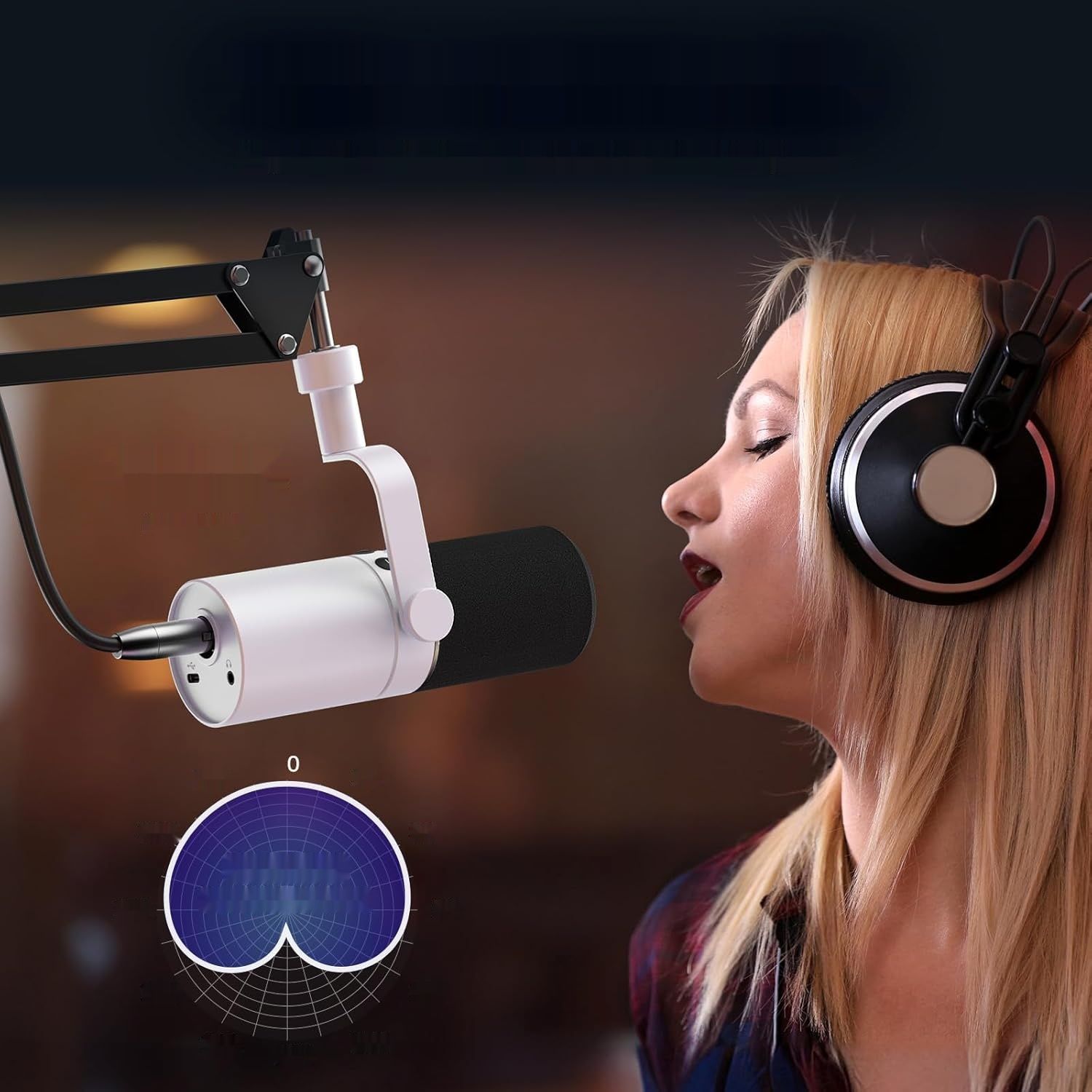 Mikrofon TONOR USB/XLR TD510+ z wysięgnikiem do podcastów i nagrań.