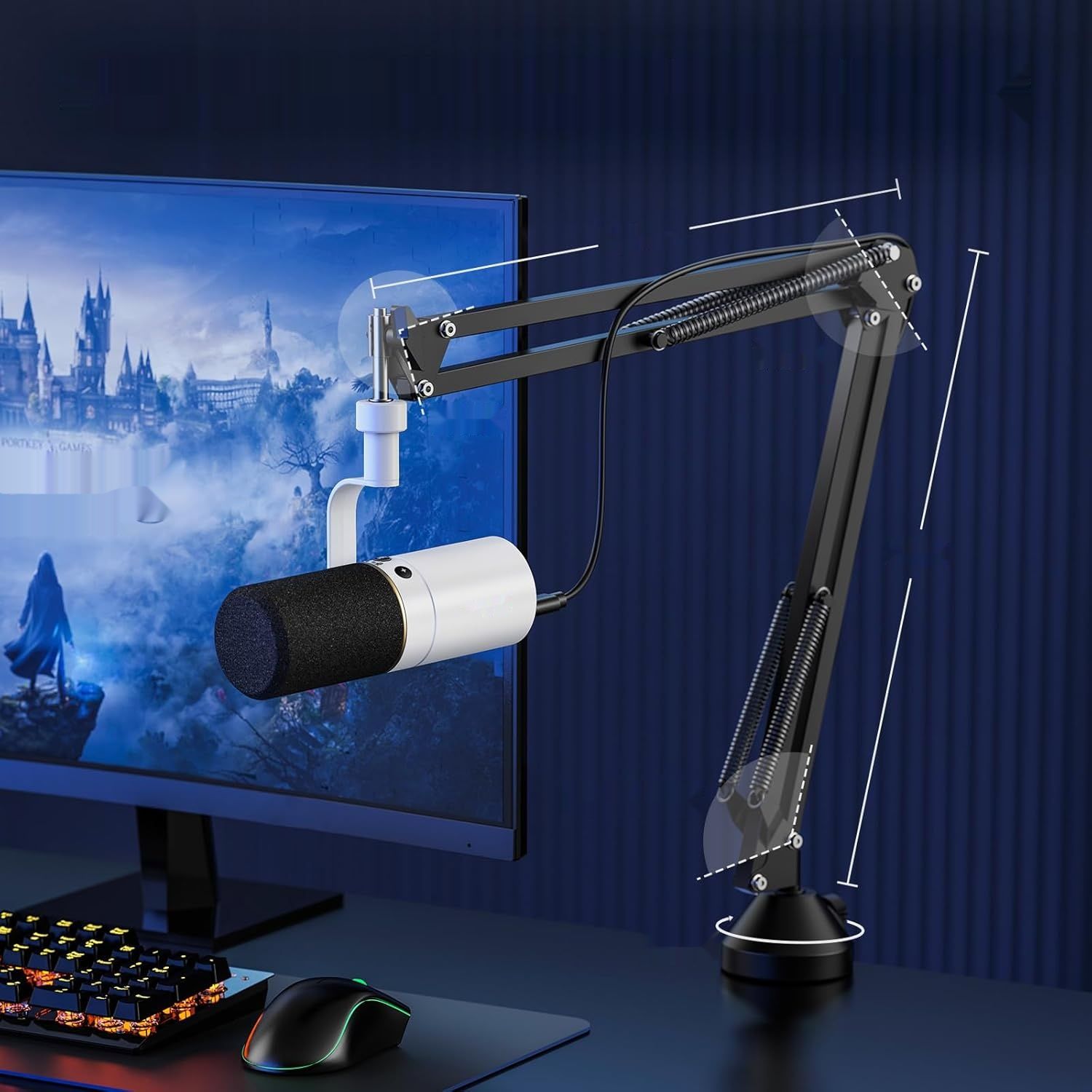 Mikrofon TONOR USB/XLR TD510+ z wysięgnikiem do podcastów i nagrań.