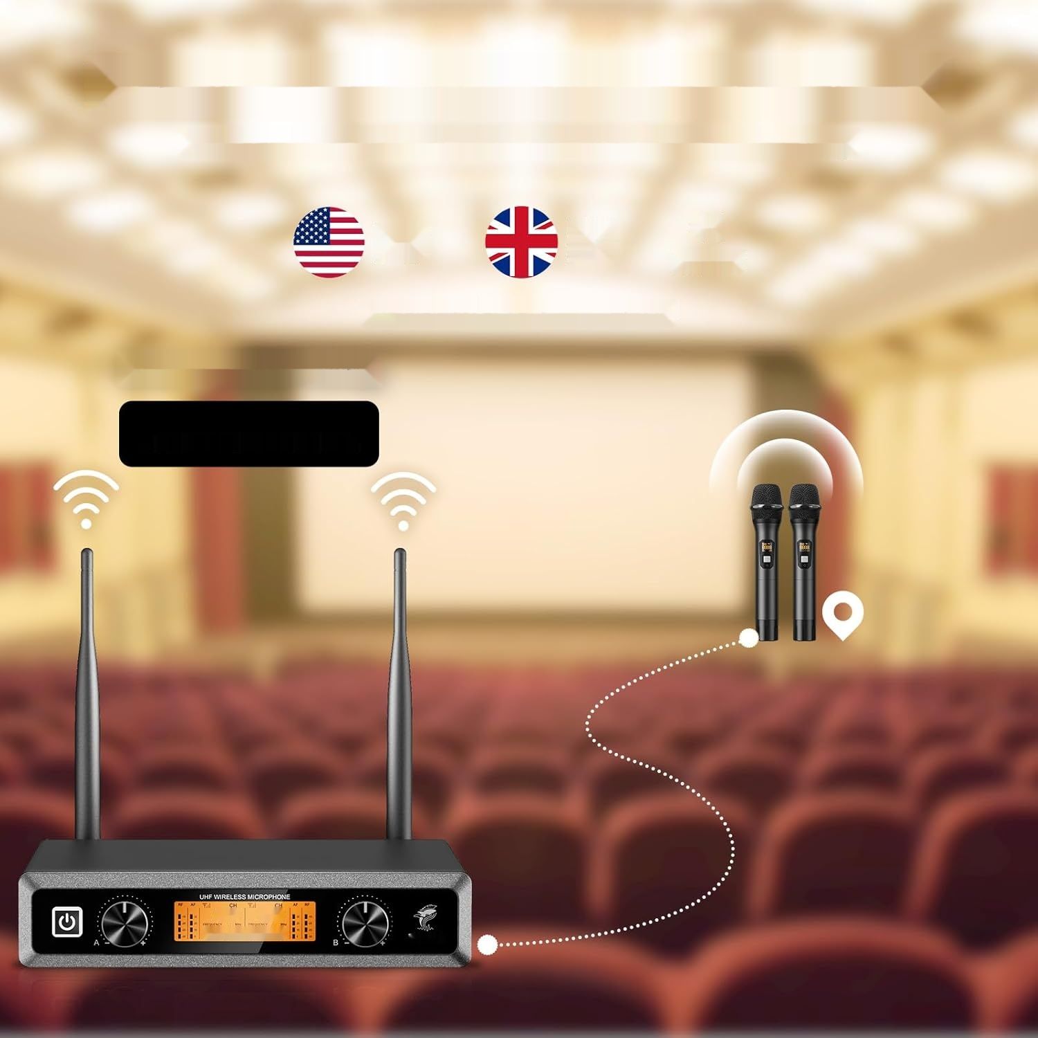 Mikrofon TONOR TW820 UHF Profesjonalny Bezprzewodowy System Podwójny KTV