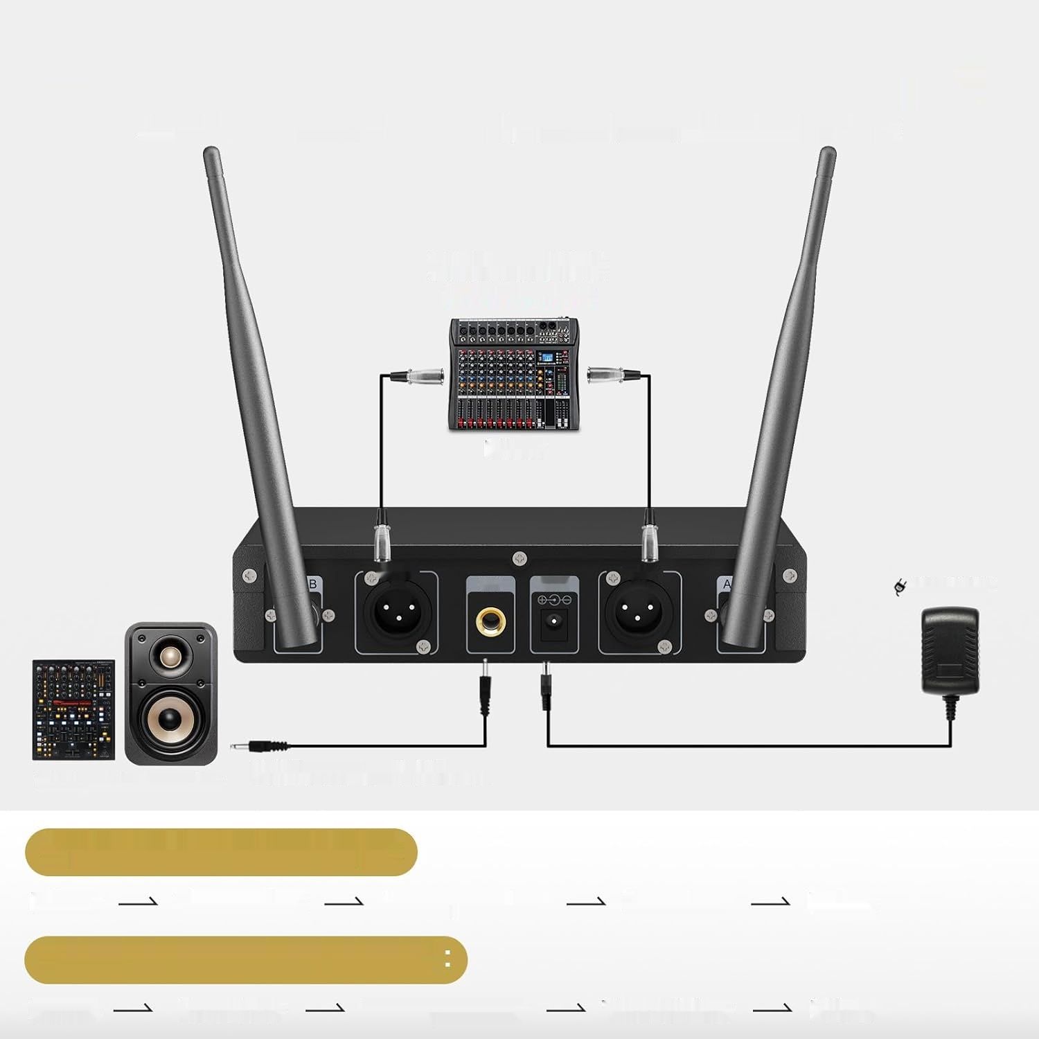 Mikrofon TONOR TW820 UHF Profesjonalny Bezprzewodowy System Podwójny KTV