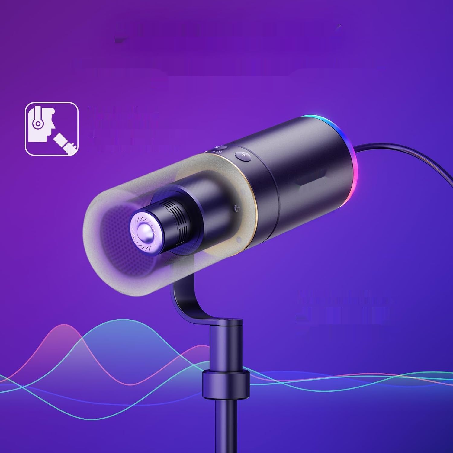 TONOR Mikrofon TD520S XLR/USB z podstawką, RGB dla PS4/5, Mac, Android