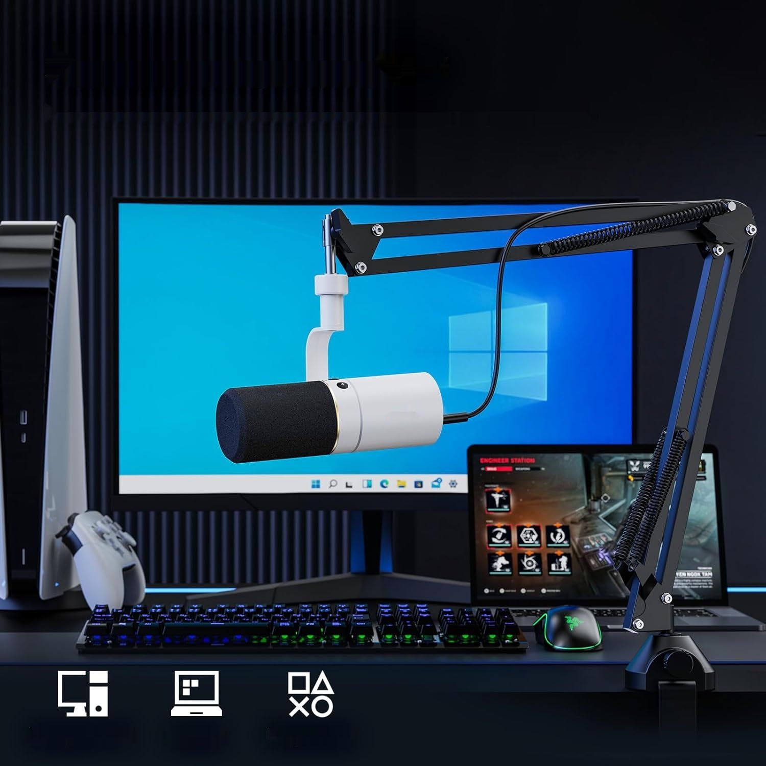 Mikrofon TONOR USB/XLR TD510+ z wysięgnikiem do podcastów i nagrań.