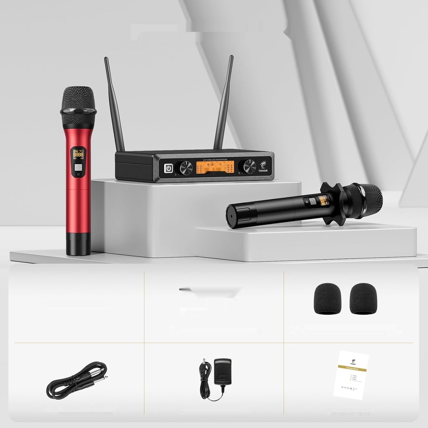 TONOR TW820 UHF Profesjonalny Podwójny Mikrofon Bezprzewodowy, 60 m