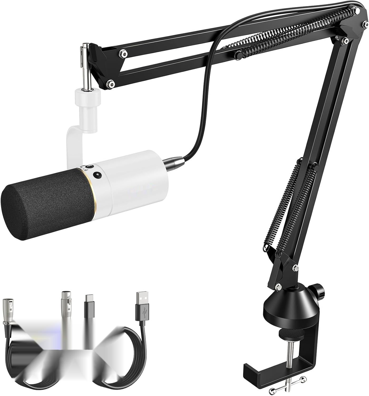 Mikrofon TONOR USB/XLR TD510+ z wysięgnikiem do podcastów i nagrań.