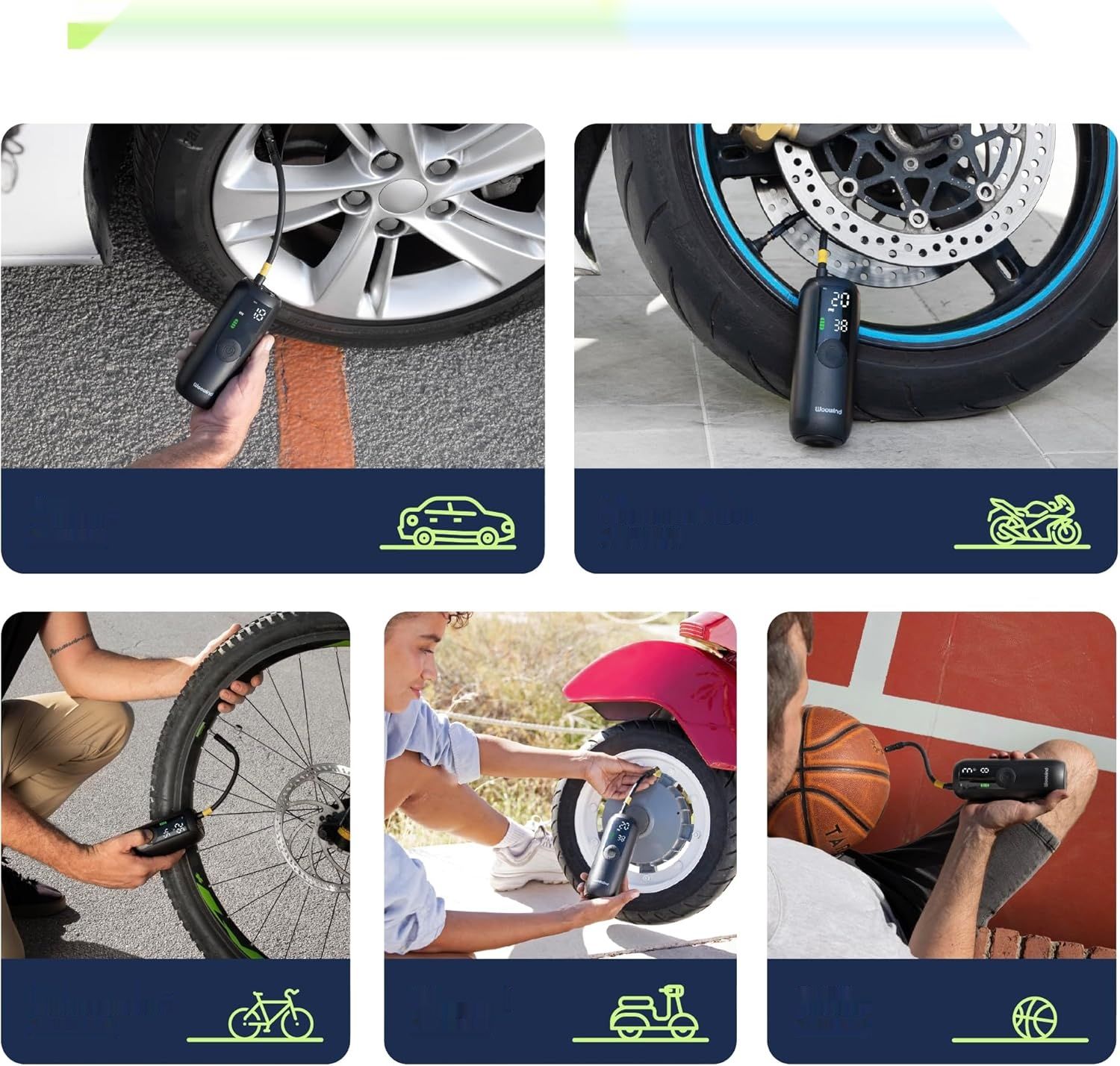 Woowind LP1 Kompresor Akumulatorowy, 150 PSI, Pompa do Rowerów i Samochodów