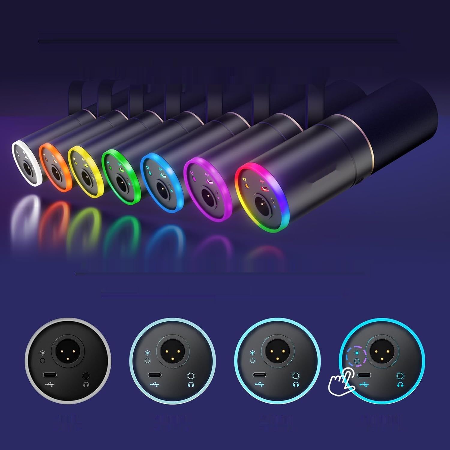 TONOR Mikrofon TD520S XLR/USB z podstawką, RGB dla PS4/5, Mac, Android