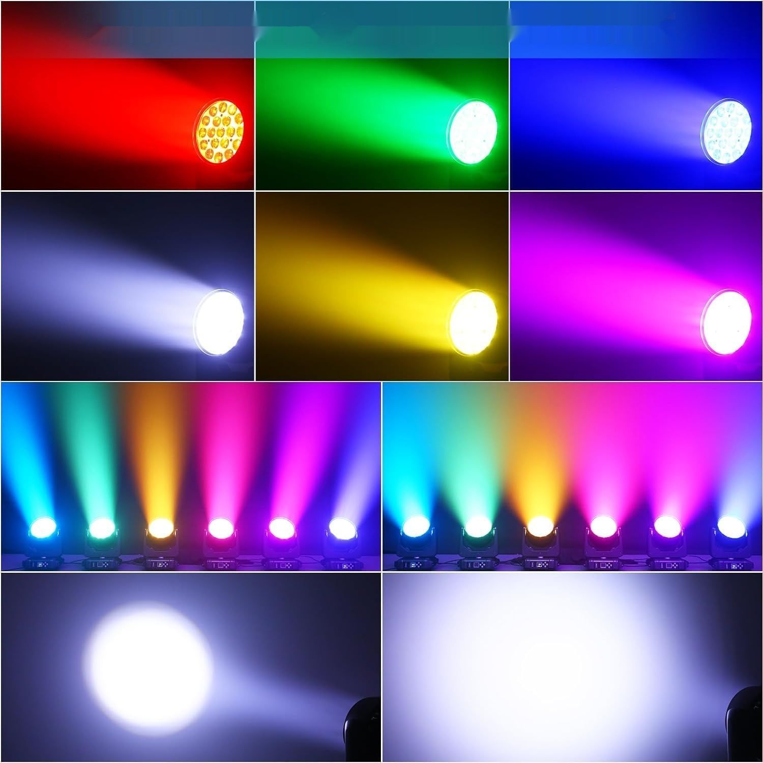 Głowica Ruchoma LED DJ – 19x15W RGBW, DMX, zoom, efekty