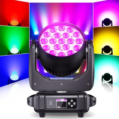 Głowica Ruchoma LED DJ – 19x15W RGBW, DMX, zoom, efekty
