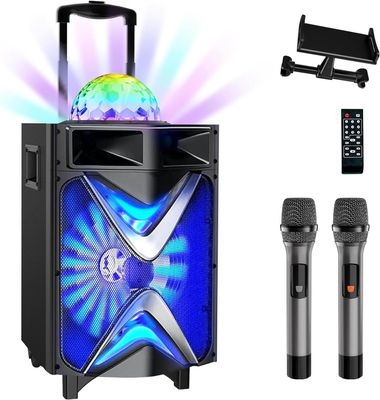 BeGue VS-1088 Bezprzewodowy przenośny głośnik karaoke z 2 mikrofonami UHF