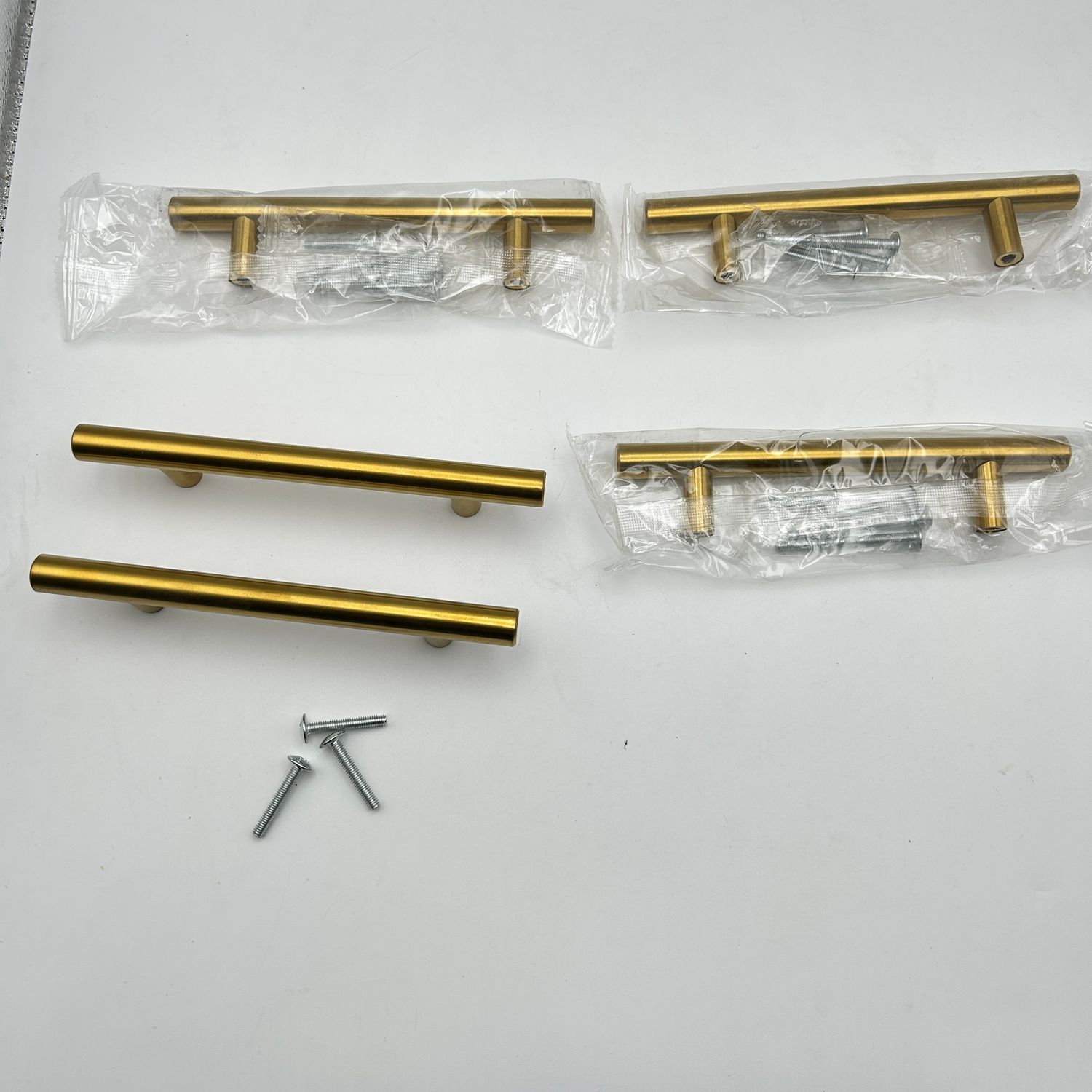 goldenwarm 5 sztuk uchwytów meblowych, złote, LS201GD128, 128 mm, stal nierdzewna