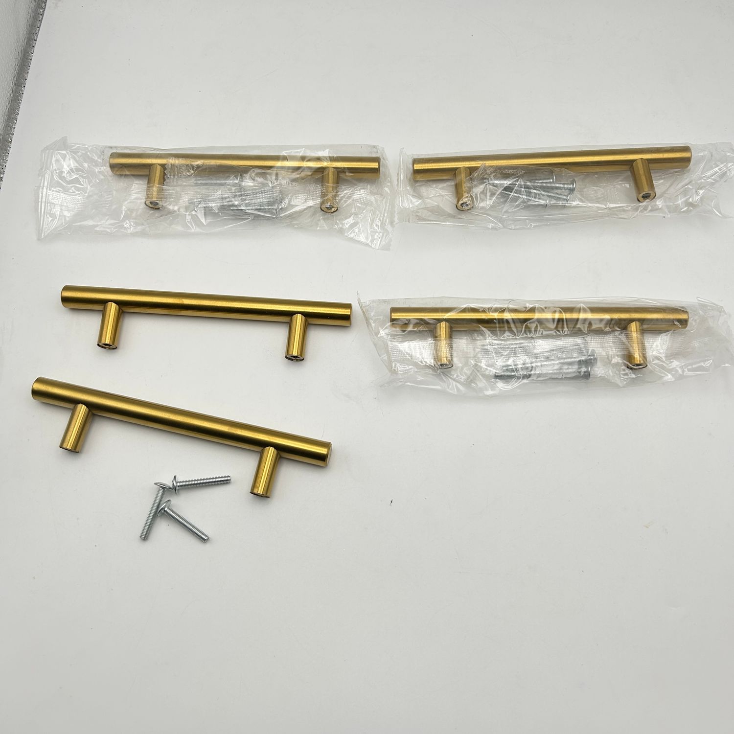 goldenwarm 5 sztuk uchwytów meblowych, złote, LS201GD128, 128 mm, stal nierdzewna