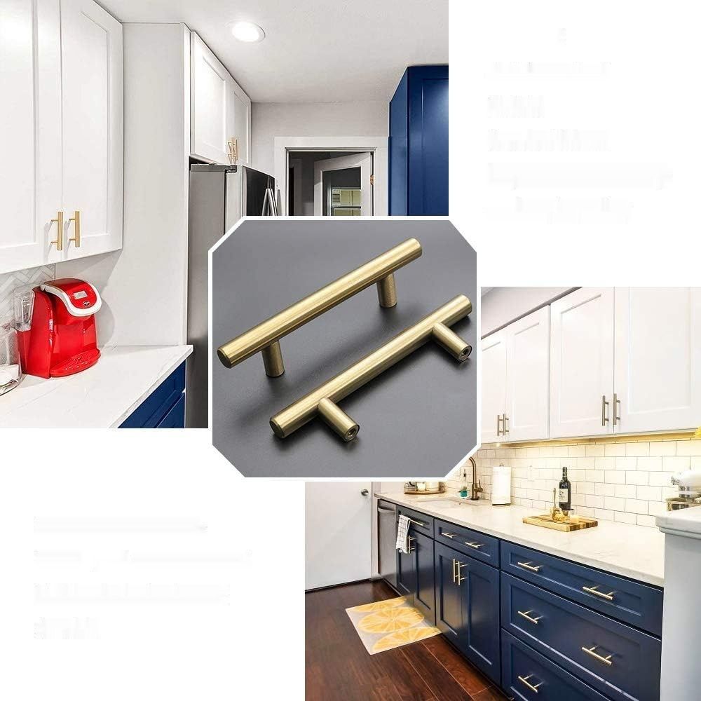 goldenwarm 5 sztuk uchwytów meblowych, złote, LS201GD128, 128 mm, stal nierdzewna