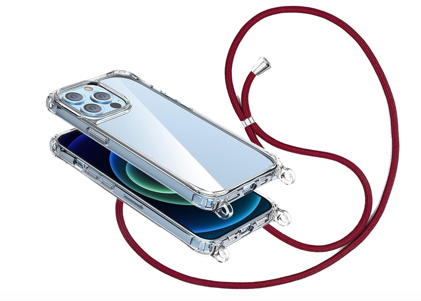 Etui Ochronne iPhone 12 Mini 5.4, z Paskiem, Naszyjnik na Sznurku, Niebieskie