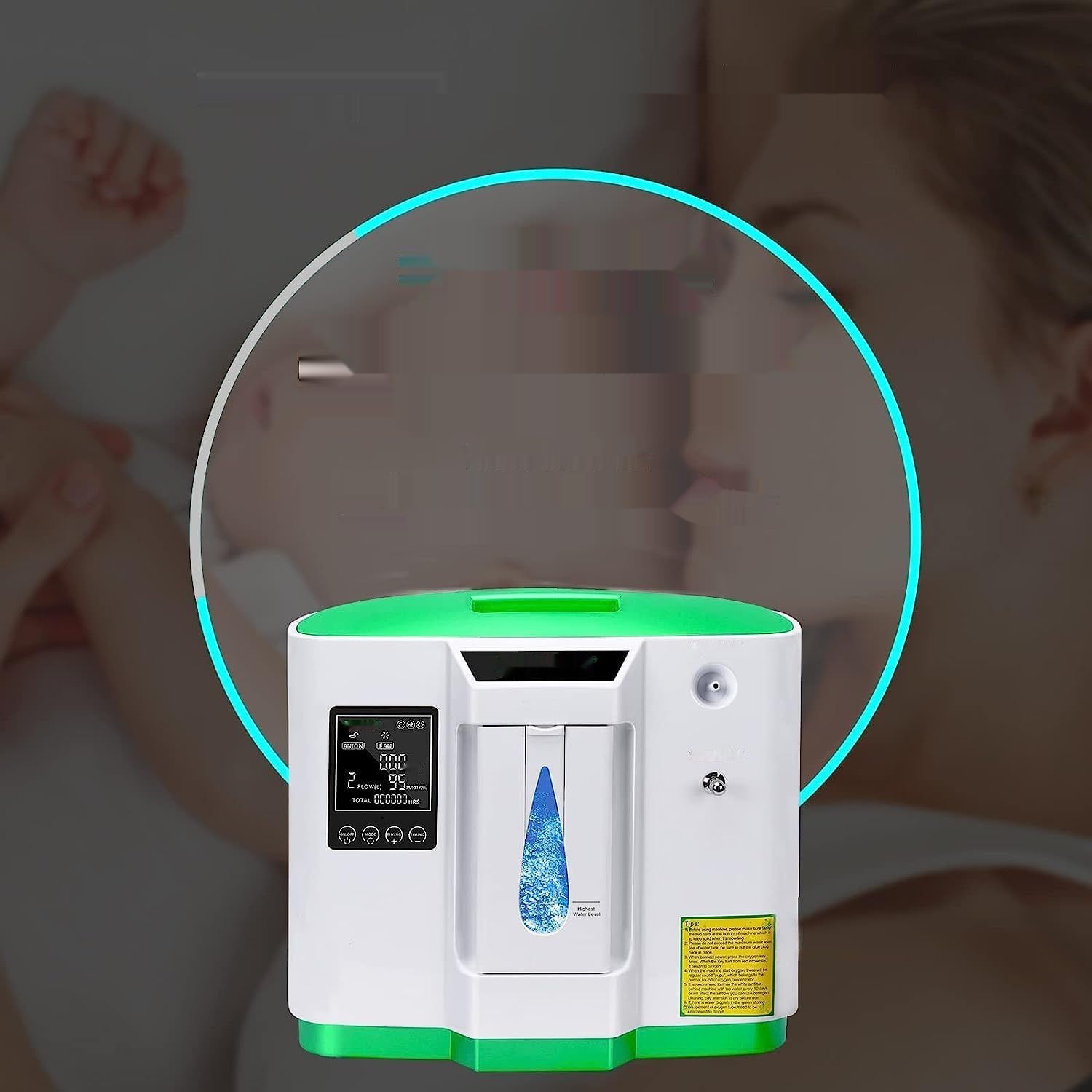 DEDAKJ Koncentrator tlenu DE-2AW, przepływ 2-9 L/min, czystość 30%-90%