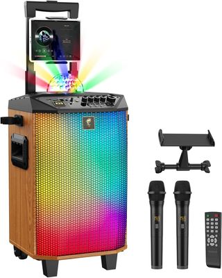 Przenośny głośnik Bluetooth TONOR z 2 mikrofonami, system PA, brązowy.