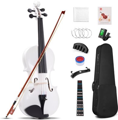 Vangoa 4/4 Skrzypce Concerto Violin z Futerałem, Biały