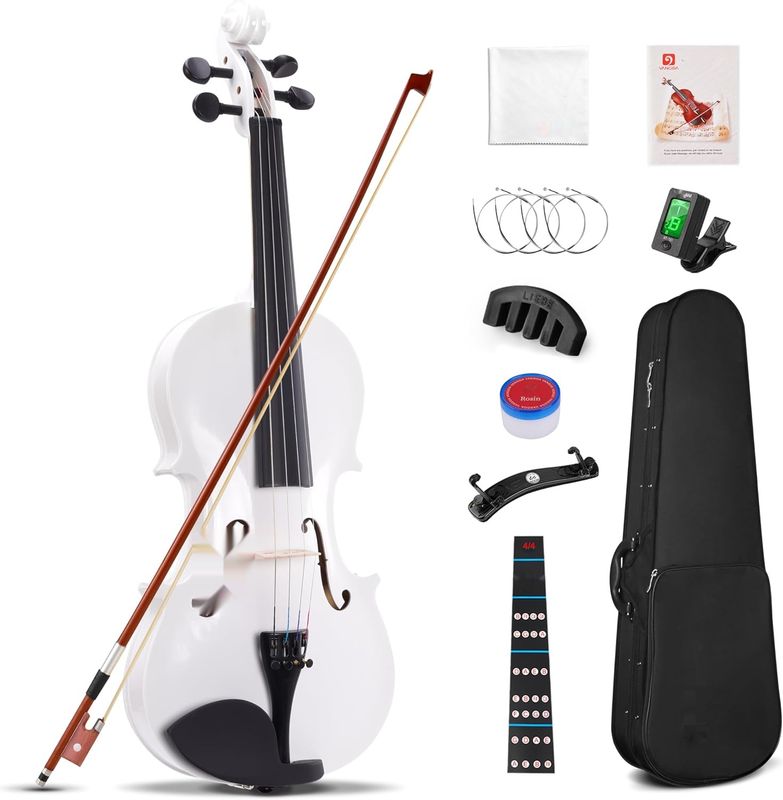 Vangoa 4/4 Skrzypce Concerto Violin z Futerałem, Biały