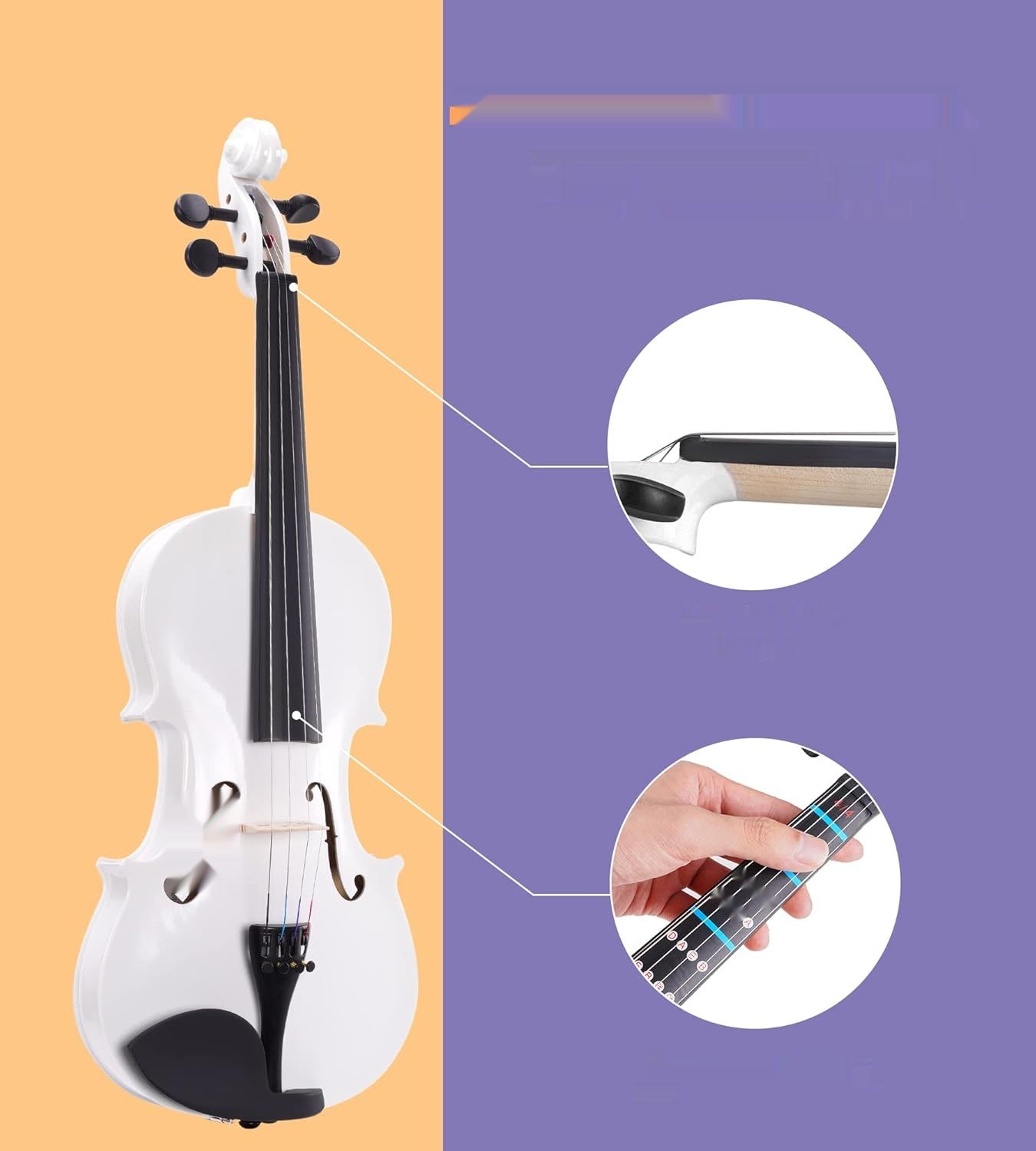 Vangoa 4/4 Skrzypce Concerto Violin z Futerałem, Biały