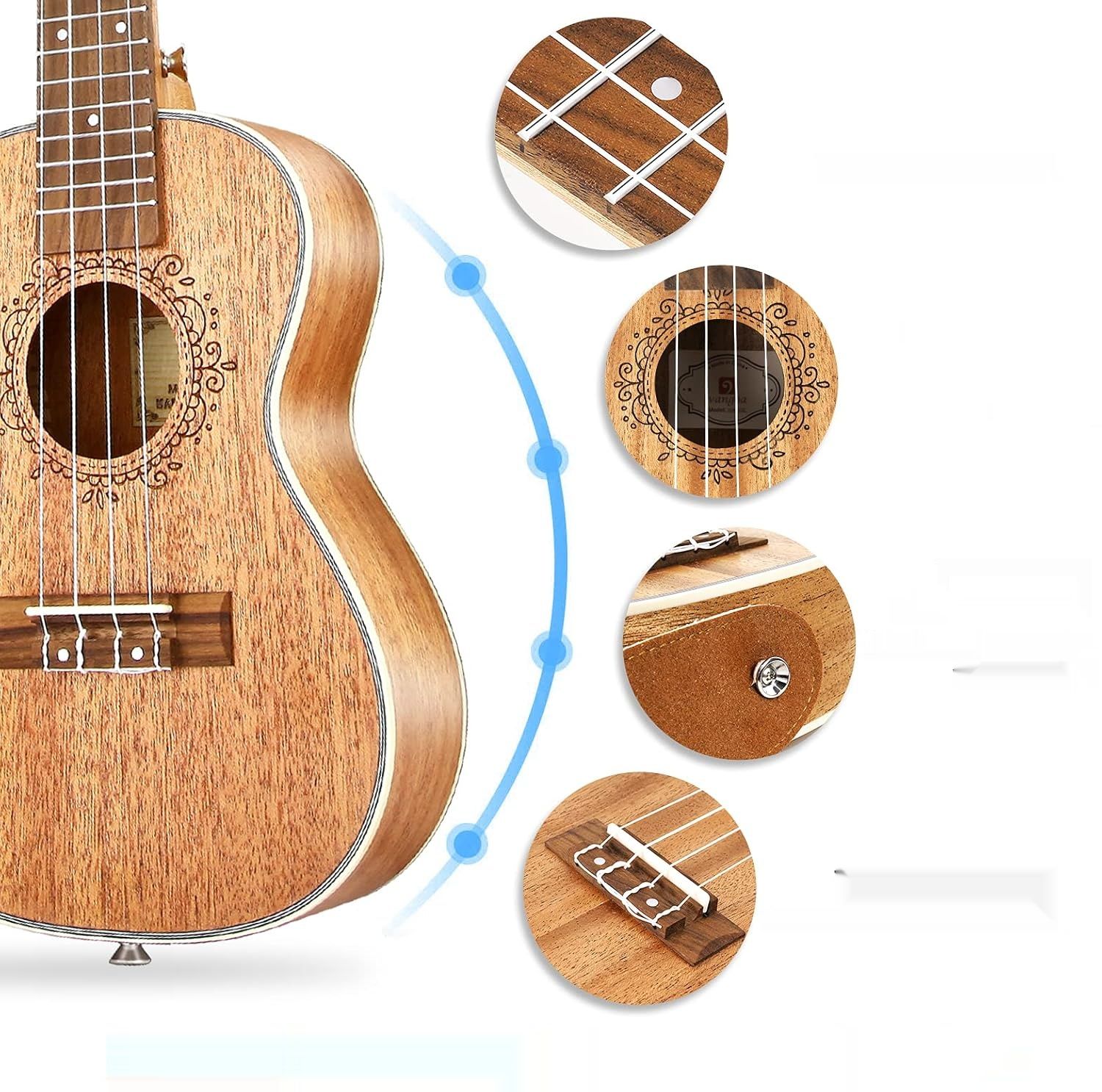 Vangoa Tenor Ukulele 26 cali z litego mahoniu Akustyczny zestaw