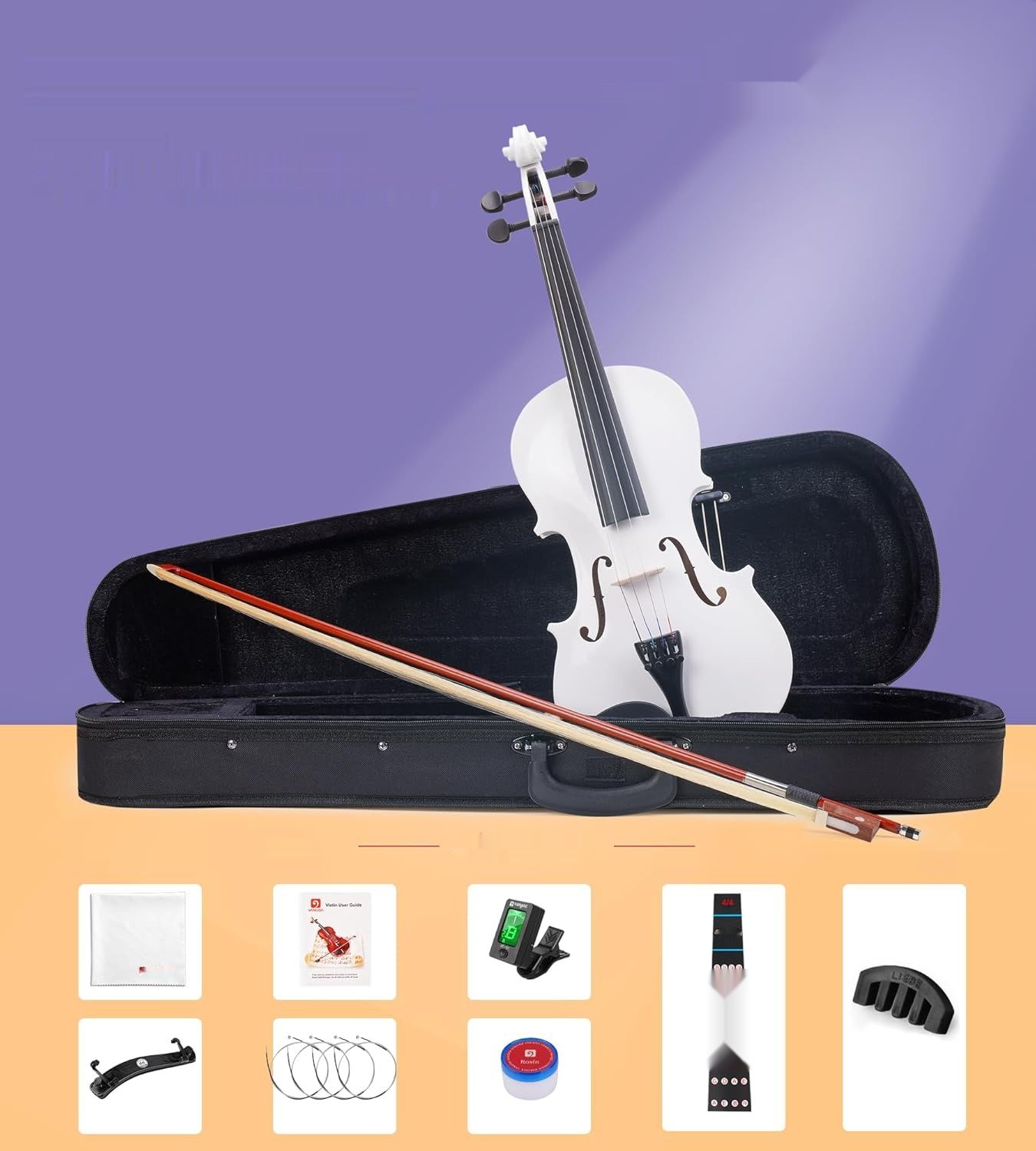 Vangoa 4/4 Skrzypce Concerto Violin z Futerałem, Biały