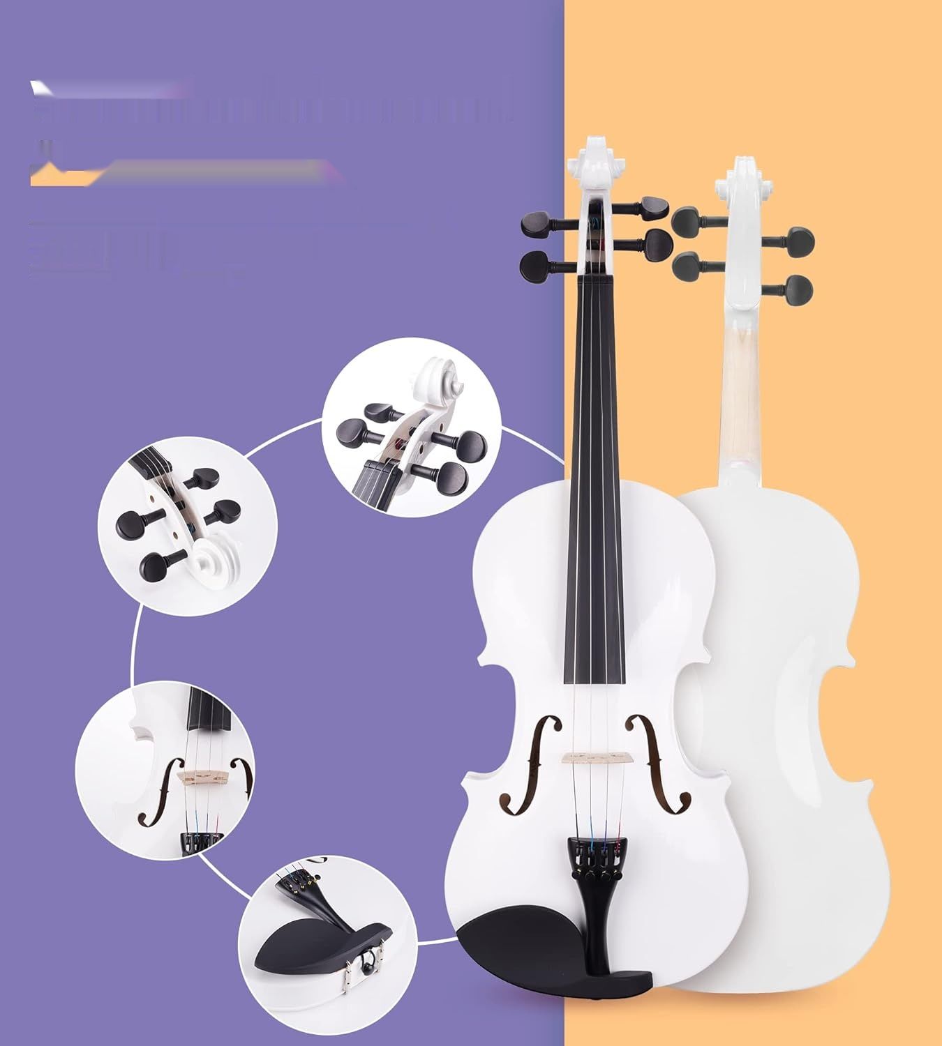 Vangoa 4/4 Skrzypce Concerto Violin z Futerałem, Biały