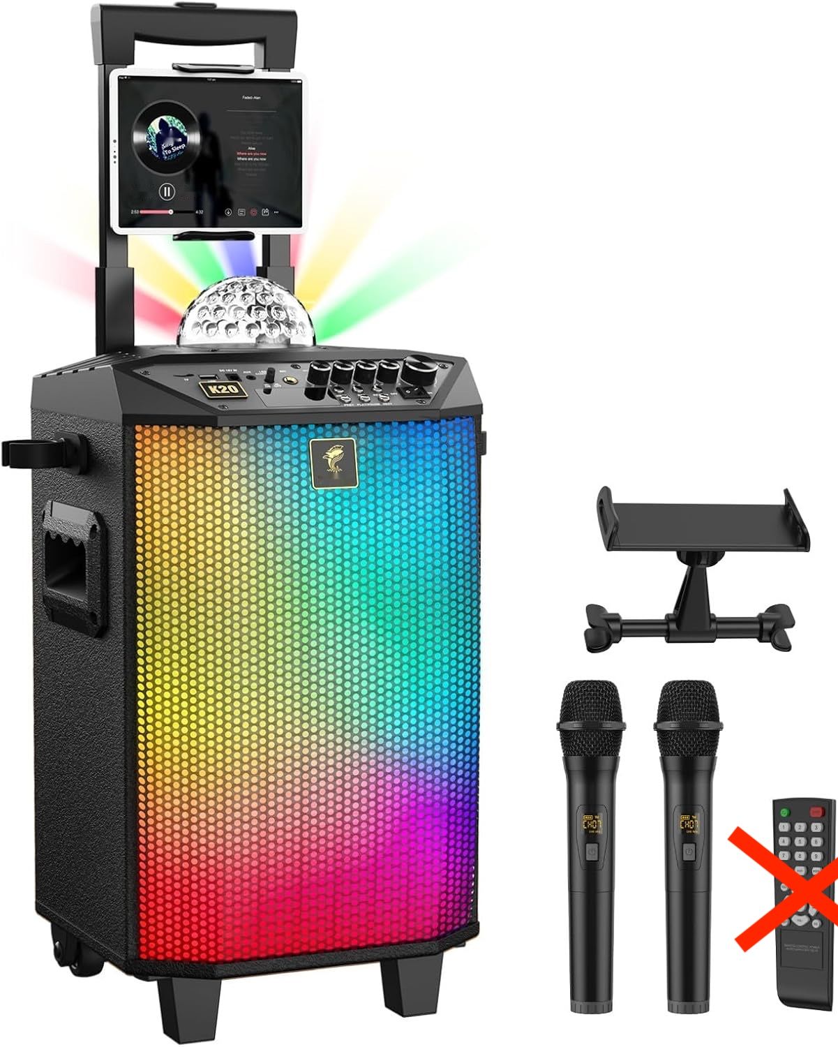 TONOR System PA z 2 mikrofonami Bluetooth, Boks muzyczny K20