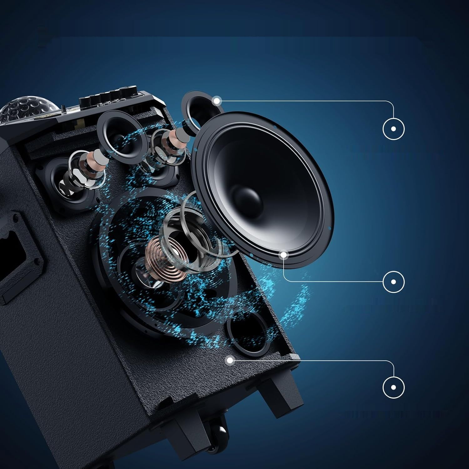 TONOR System PA z 2 mikrofonami Bluetooth, Boks muzyczny K20