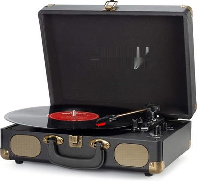 Winylowy gramofon 3-prędkościowy Bluetooth Przenośny Vintage gramofon