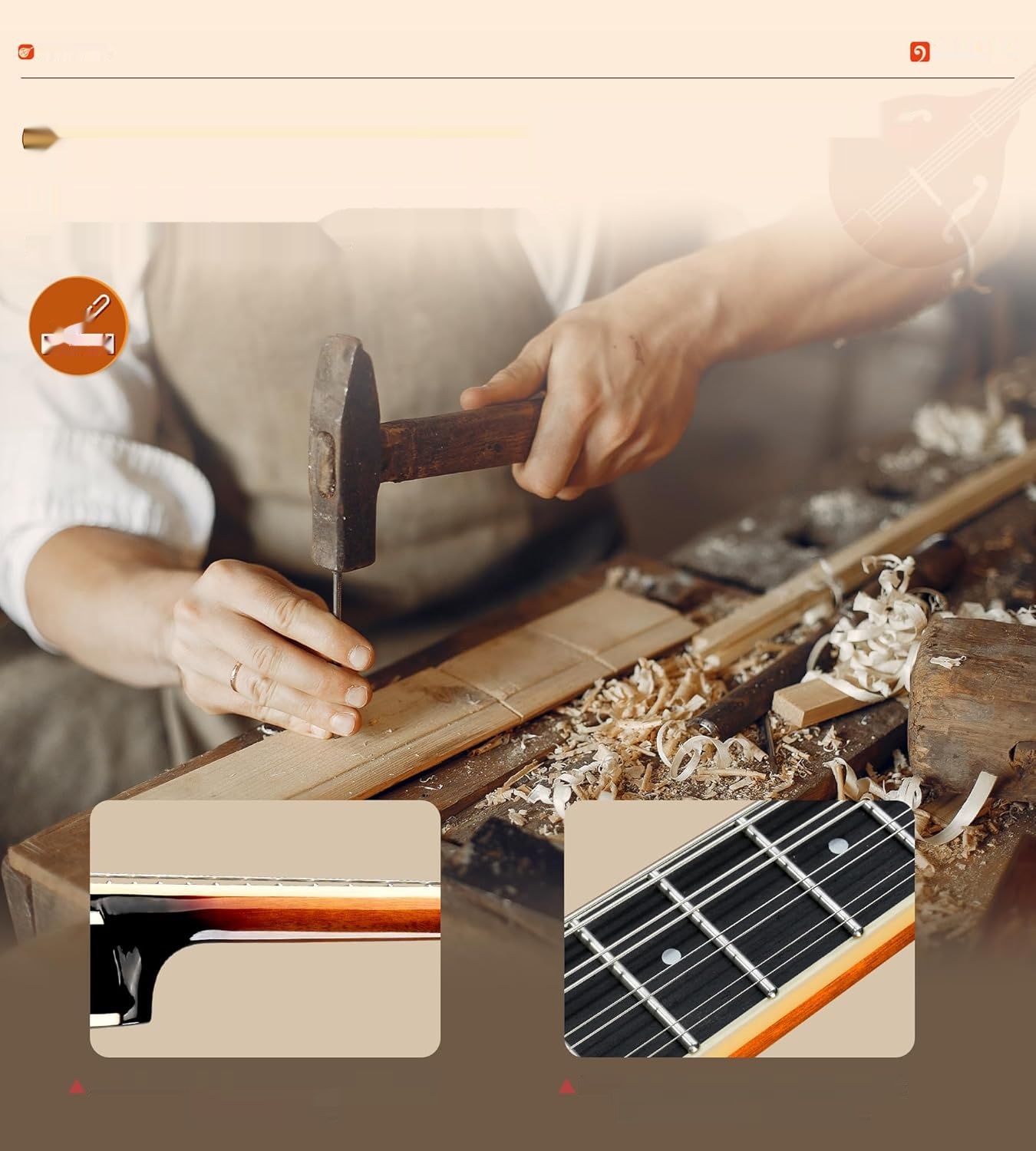 Vangoa Mandolina A Style Sunburst z tunerem, strunami, torbą, kostkami