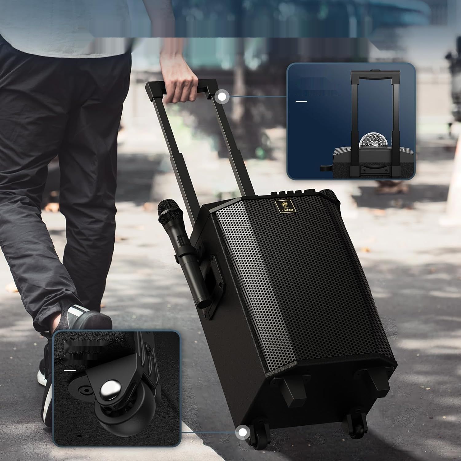 TONOR System PA z 2 mikrofonami Bluetooth, Boks muzyczny K20