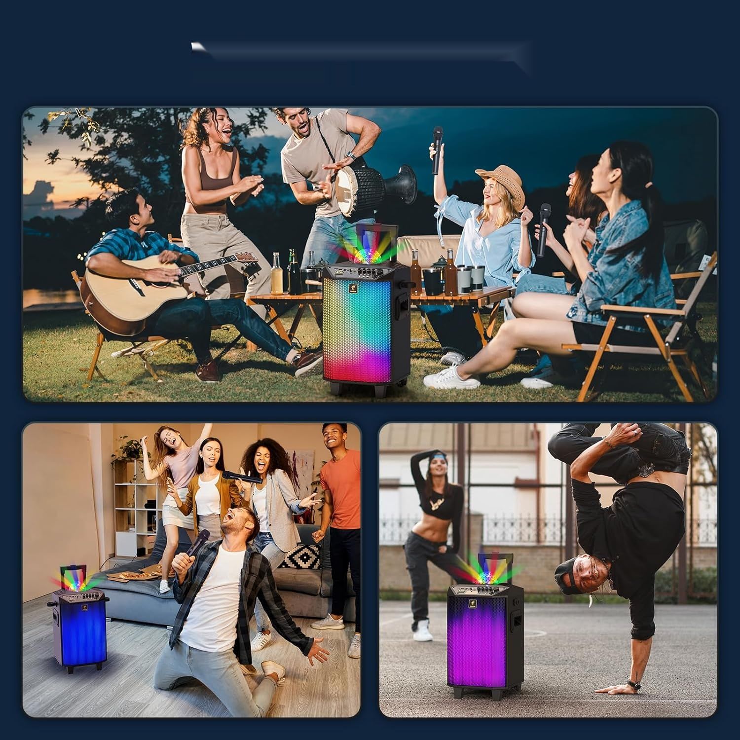 TONOR System PA z 2 mikrofonami Bluetooth, Boks muzyczny K20